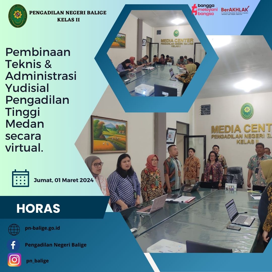 PEMBINAAN TEKNIS & ADMINISTRASI YUDISIAL PENGADILAN TINGGI MEDAN SECARA VIRTUAL 